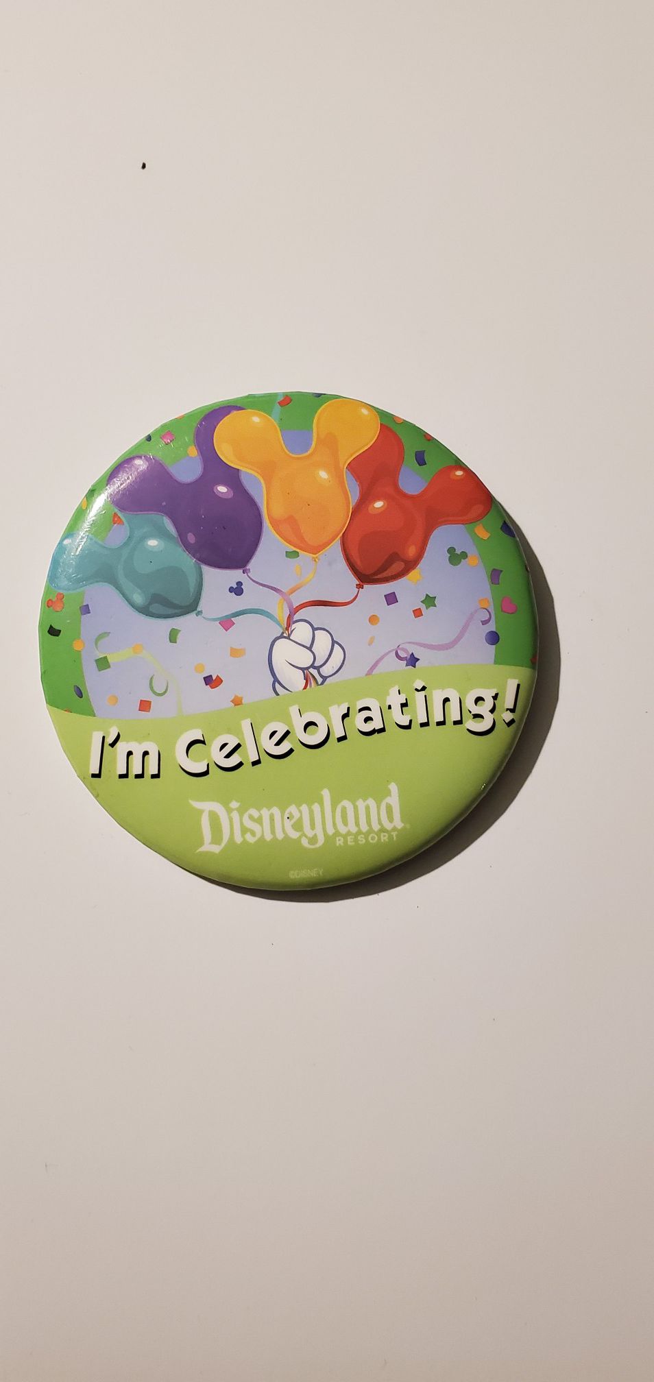 Disney Souvenir Button - Mickey Balloons - I'm Celebrating!