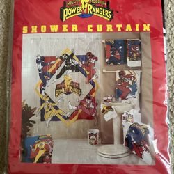 NEW Vintage 1994 Mighty Morphin POWER RANGERS Shower Curtain EXT RARE