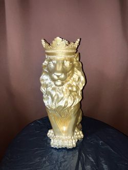 Gold Lion Statue, 14 inches Lion Sculpture