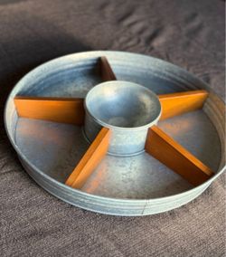Better Homes & Gardens Galvanized Metal, Wood Lazy Susan Serving Tray