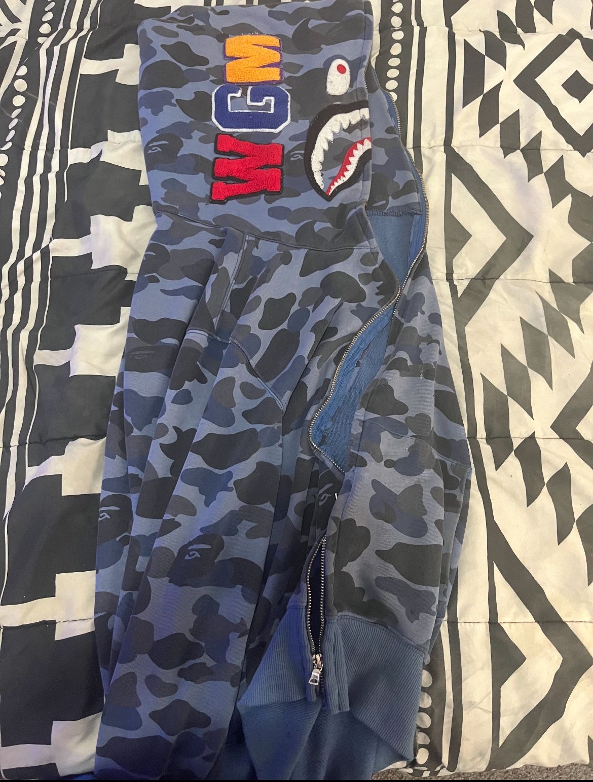 Blue Bape Hoodie/ Size Medium but fits like a Small