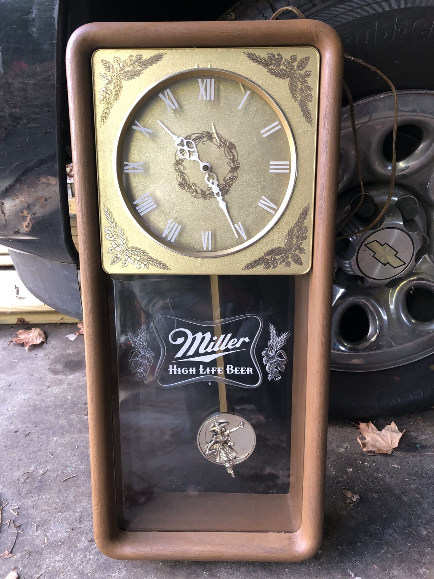 1980 Miller Wall Clock with Pendulum -25x11.5x4.75