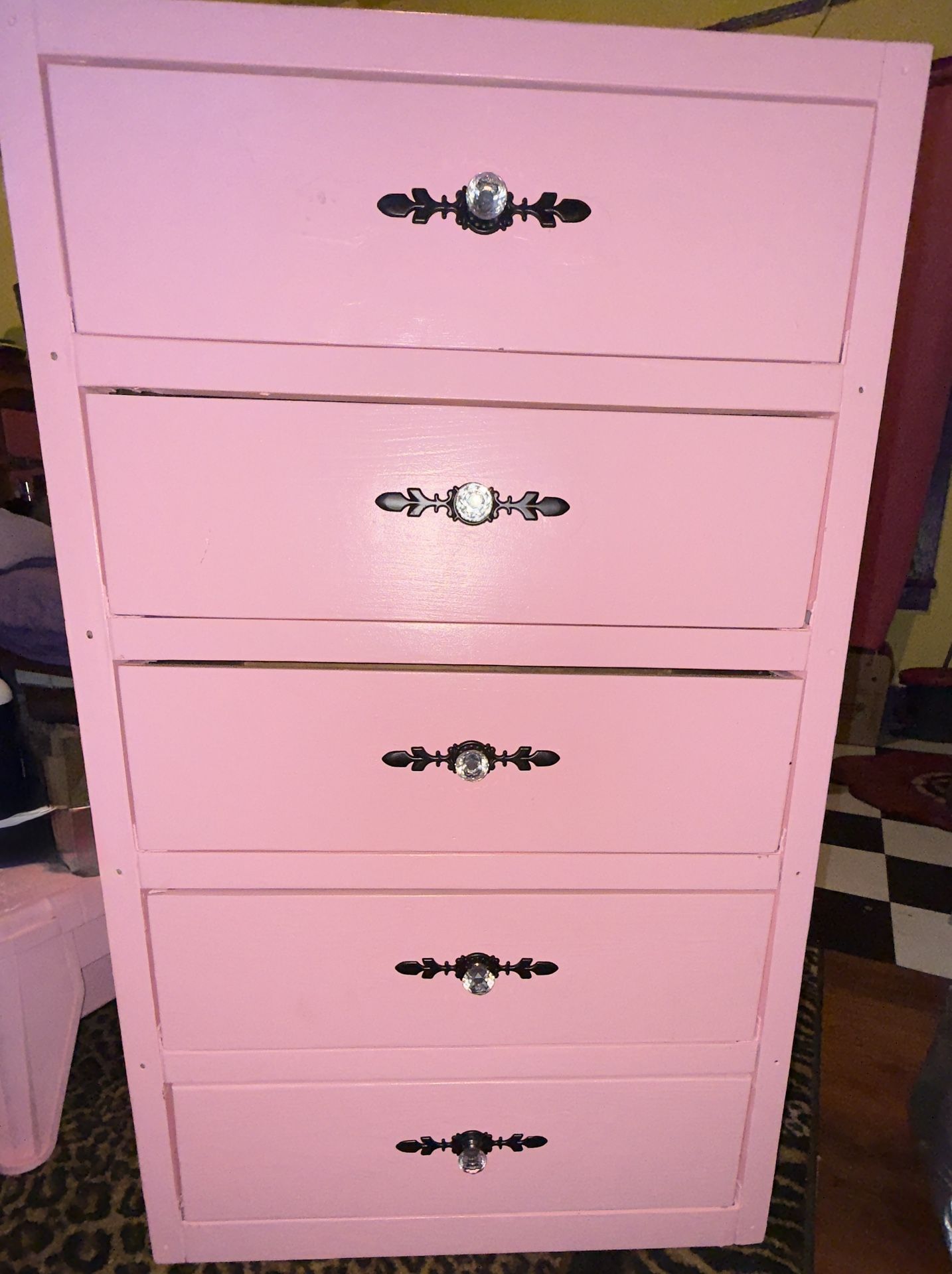 Pink Crystal Knob Dresser