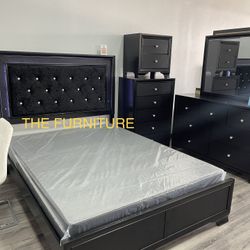 BLACK LED HEADBOARD BEDROOM SET 🛏️ 