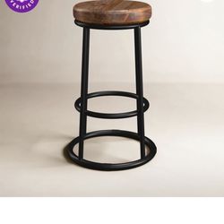 Solid Wood & Metal Bar Stools – Set of 2 (Retail $200 Each)
