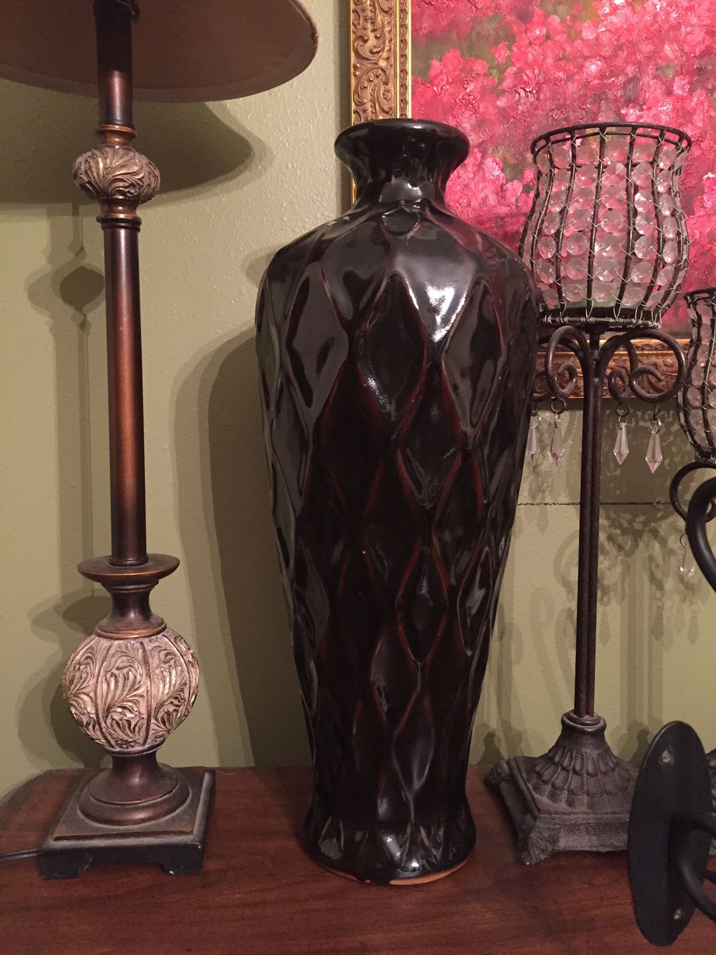 Tall black vase