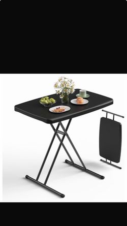 Folding Table 30 Inch - Small Desk Adjustable Height TV Tray for Laptop, Couch, Camping - Heavy Duty Utility Foldable Table for Small Spaces, No Assem