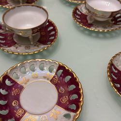 Teacup Set 6 Cups And 6 Plates With Creamer 