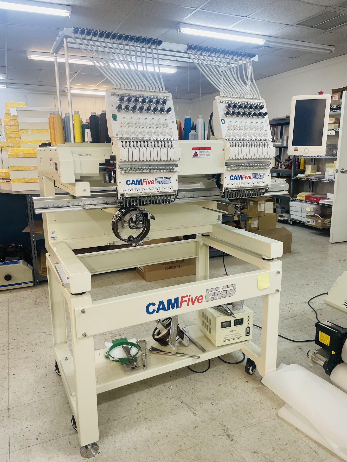 Cam Five Dual Head Embroidery Machine. Two Years Old. Gently Used And Is Like New