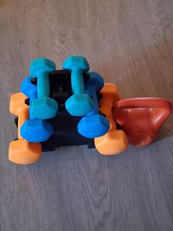 BalanceFrom Dumbbell Set with Rack + Free Kettlebell