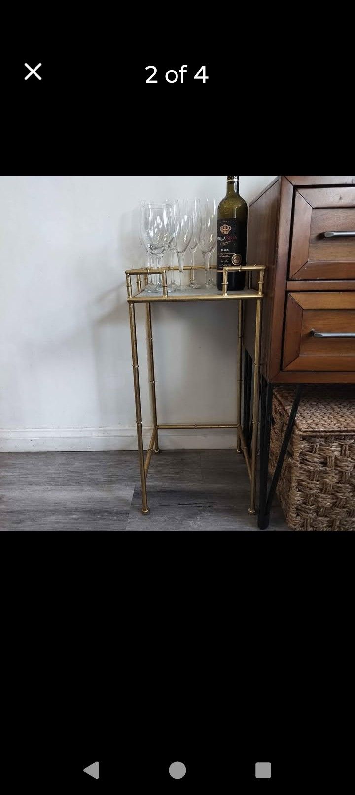 Mirrored Gold Side Table, Bar Table, Stand