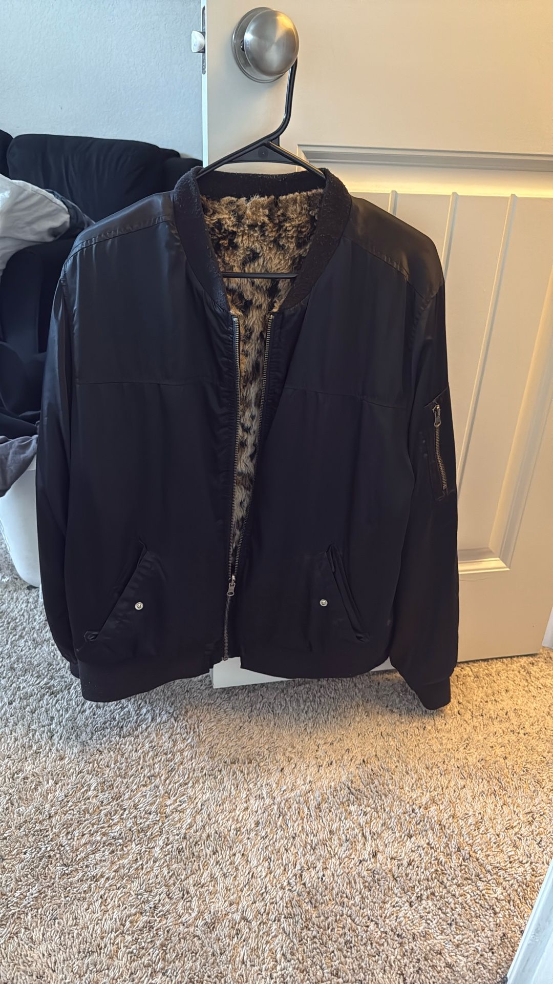 Reversible fur  bomber  Jacket 