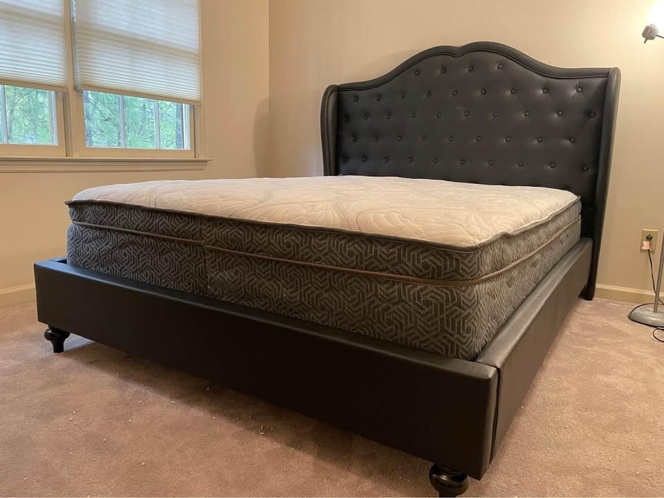 BRAND NEW WING BACK QUEEN SIZE BED AND PILLOW TOP MATTRESS $520! I !!