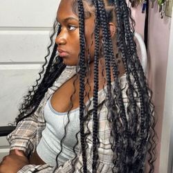 Large Knotless Boho Braids