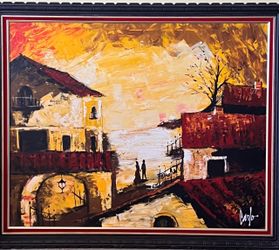 Large Signed “Carlo” Framed Painting – 57” × 47”