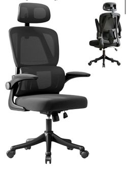VIDITA Ergonomic Office Chair with Dynamic Lumbar Support & Adjustable Headrest – High Back Desk Chair with 90° Flip-up Arms, Comfort Mesh Computer Ch