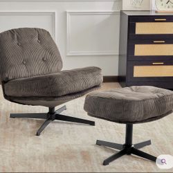 New Hardyal Upholstered Swivel Accent Chair with Ottoman