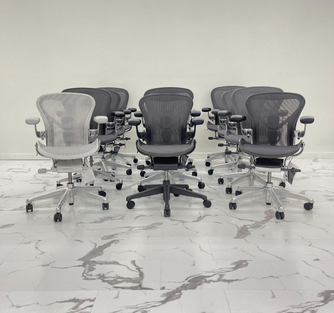 BRAND NEW HERMAN MILLER REMASTERED AERON CHAIRS SIZES A,B,C WITH POSTURE FIT SL DELIVERY AVAILABLE 