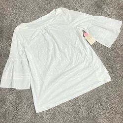 NWT St. John’s Bay White Bell Sleeve Top