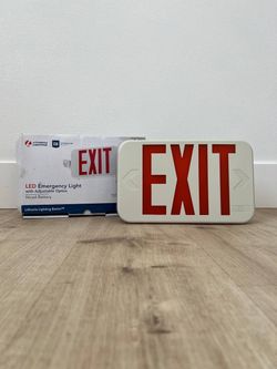 Lithonia Lighting LED Exit Sign Emergency Light ECC RM6 Red Letters Dual Voltage 120/277V