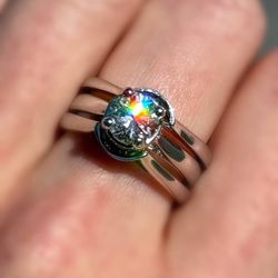 14k white gold 1.75CTW Diamond solitaire engagement wedding rings size 7