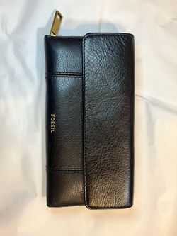 FOSSIL JORI FLAP CLUTCH Women's Black Leather Excellent Condition