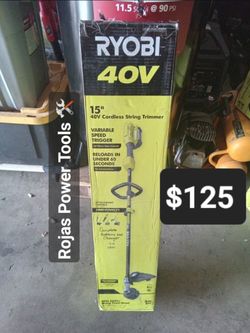 RYOBI 15IN 40V CORDLESS STRING TRIMMER WITH BATTERY AND CHARGER 