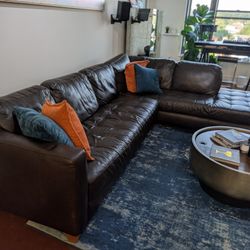 Macy’s Natuzzi Milano 2 piece top grain leather sectional sofa chaise
