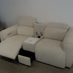 Recliner Loveseat—  Storage Console + Charging Station (NEW)