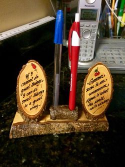 Hand crafted wooden pen holder