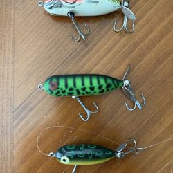 🎣 Vintage Heddon Lures – Tiny Torpedoes & Baby Torpedo (Lot of 3)