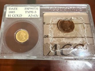 1885 type 3 $1 Indian princess ms63 accugrade rare rattler holder 1980’s slabbed gold coin