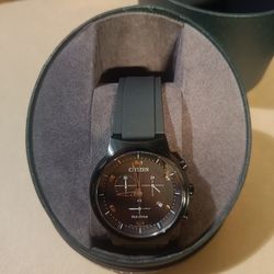Citizen Eco-Drive Chronograph GN-4-S with Black Dial Black Rubber Strap Not Current Market Price $250~400 *NIB*!