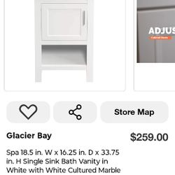 Glacier Bay Spa Bathroom Vanity – White Cultured Marble Top – SKU …348
