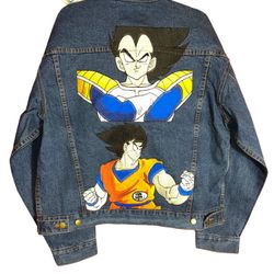 Vintage denim dragonball z goku vs vegeta jacket fully embroidered   