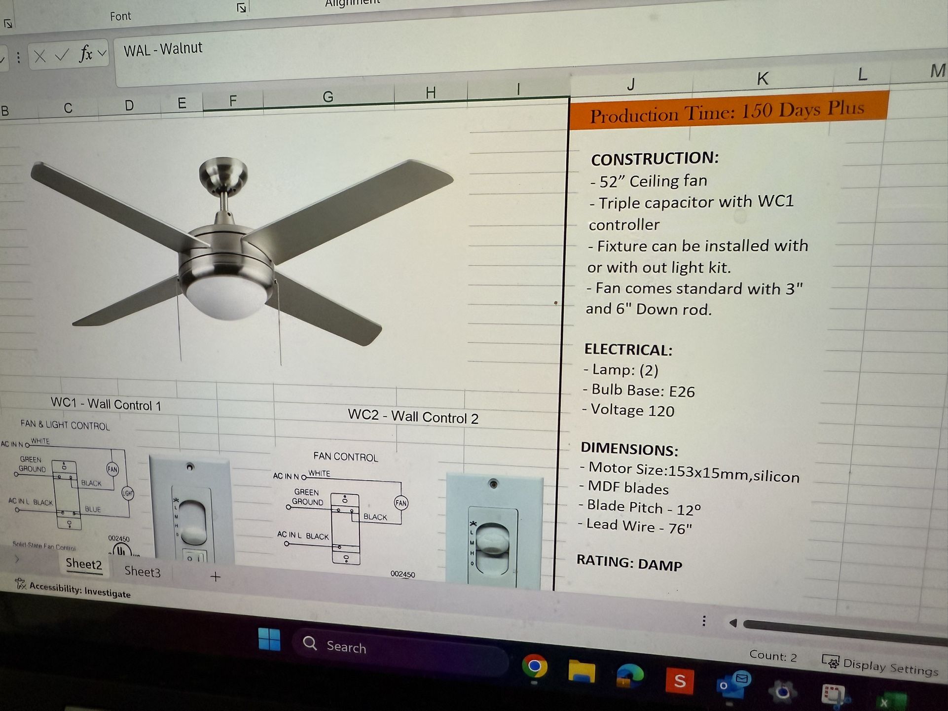 52 Inch 5 Blade Ceiling Fans