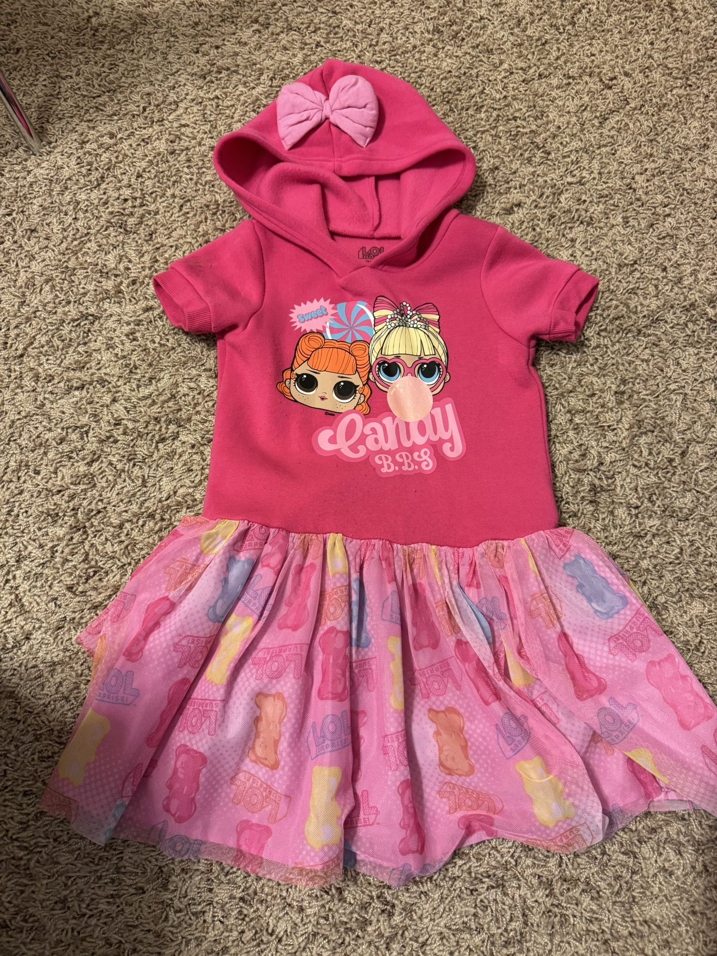 L.O.L. Surprise! Girls Hooded Cosplay Dress with Tulle Skirt, Sizes 6-6x