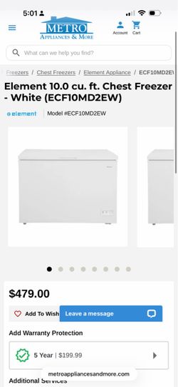 BRAND-NEW ELEMENT 10.0 CU. FT. CHEST FREEZER