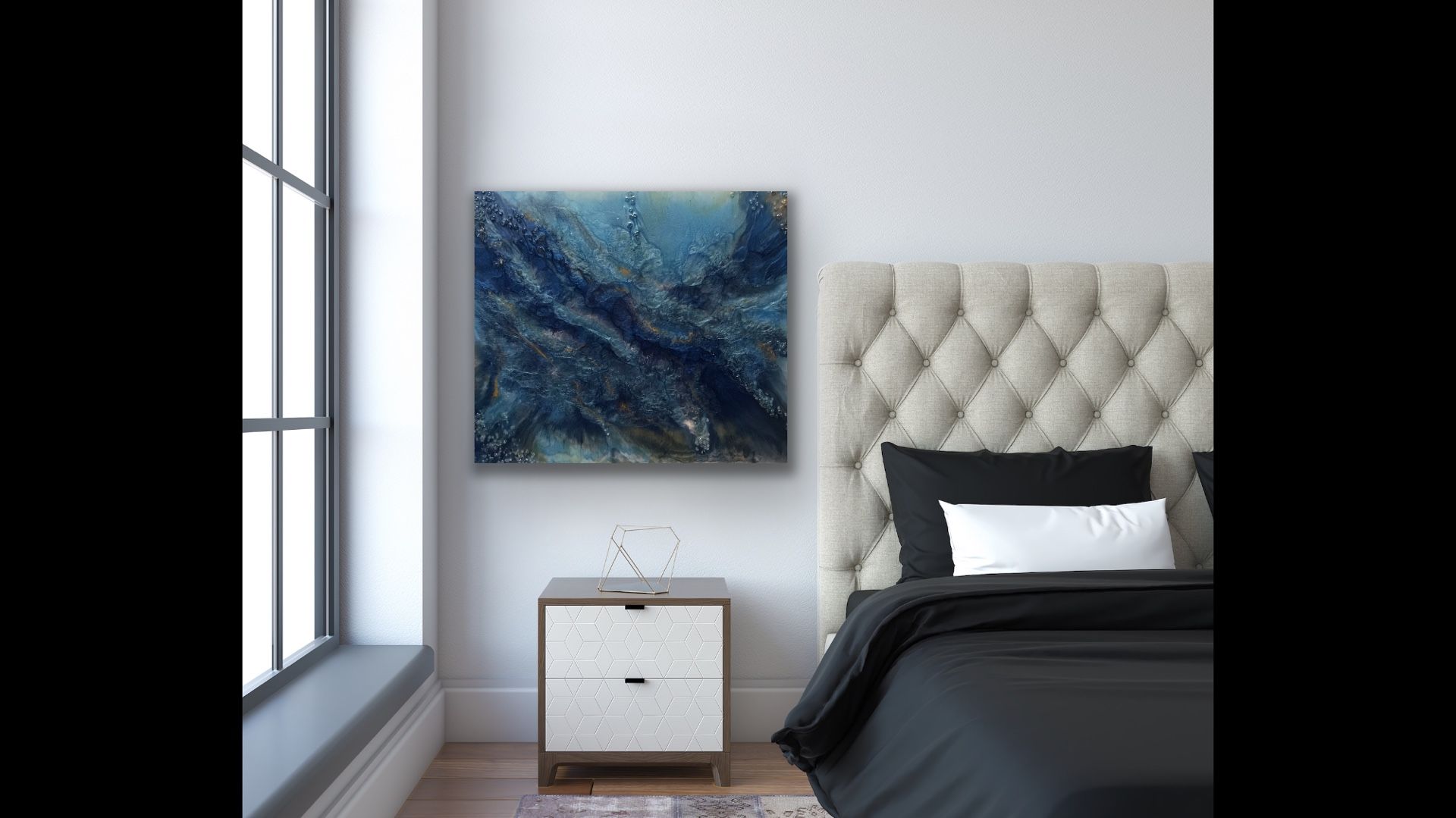 Art canvas Reflection w/epoxy 24x30 New