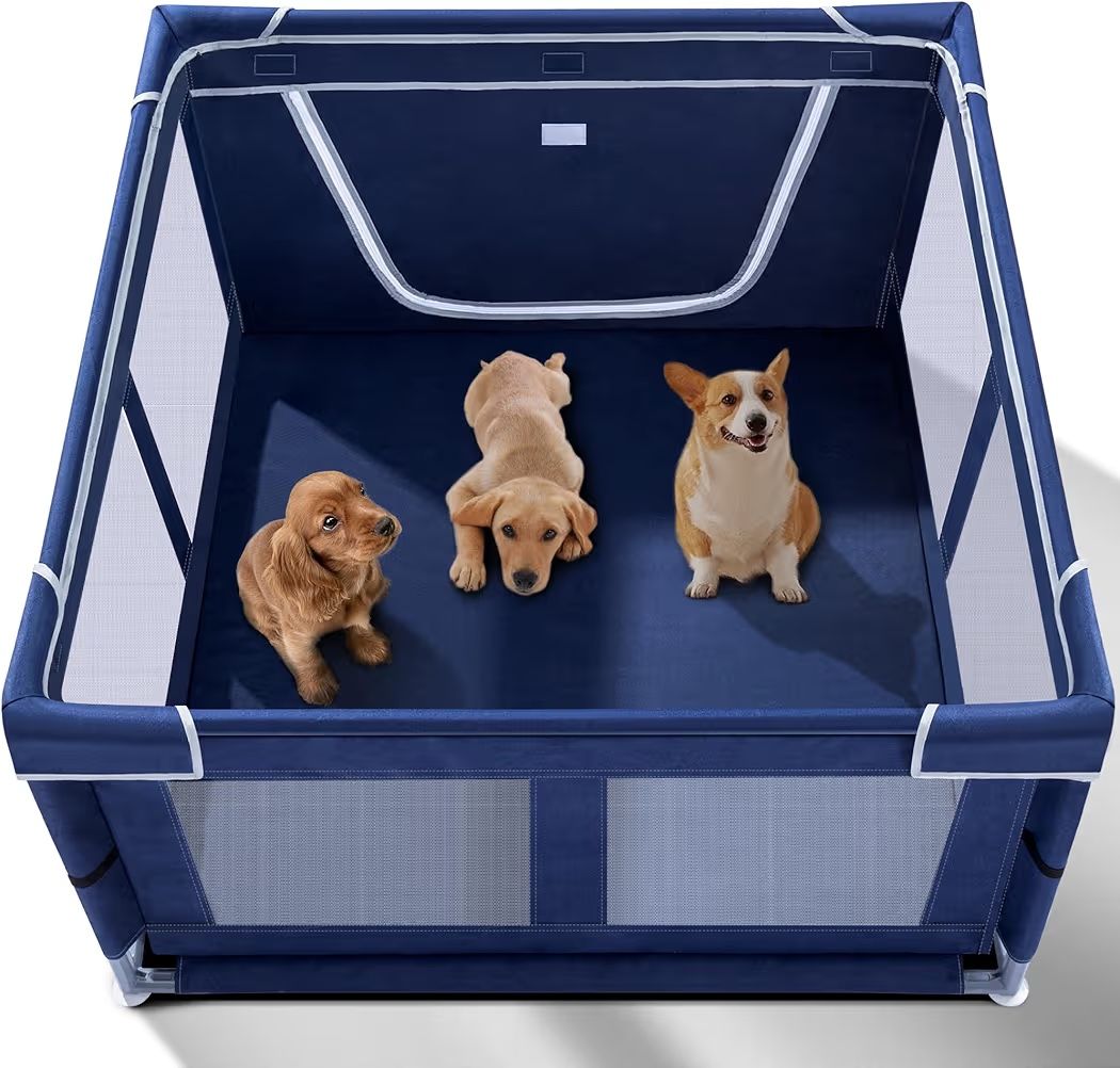 Playpen Indoor for Dog Small Pets 42”x42 play mat 34”x34