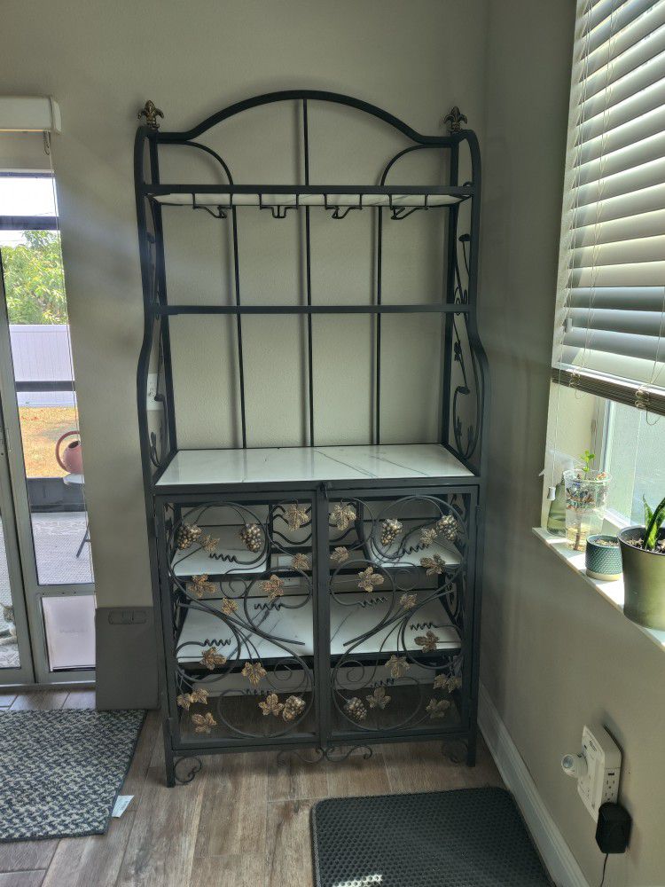 Bakers Rack/Bar And Table Wrought Iron 