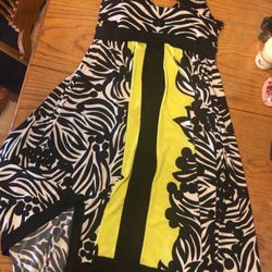 High / Low Tank Top Full Long Length Zebra Dresses Size L