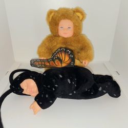 Vintage 90s Anne Geddes Baby Bear and Baby Butterfly plush 