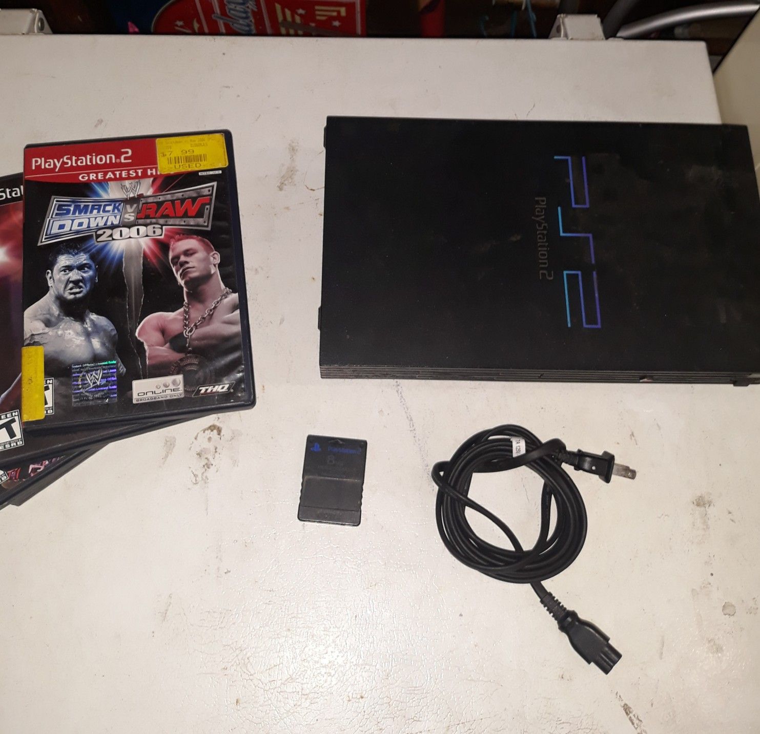 PS2 DONT HAVE CONTROLLERS OR CORD THAT GOES TO TV BUT WORKS FINE. MAKE OFFER..