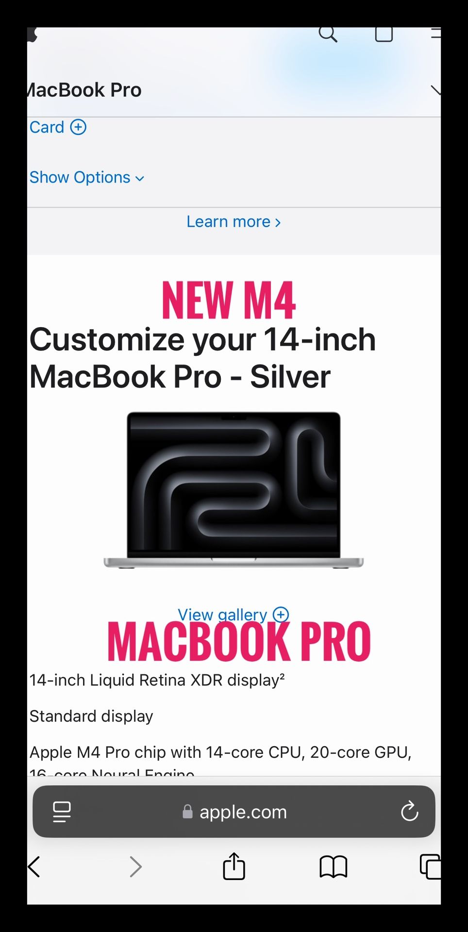 New Apple 14” MacBook Pro M4 Laptop 24gb ram 1TB SSD Memory Silver