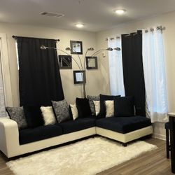 White & blue sectional 