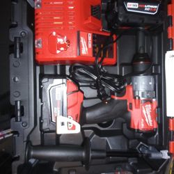 Milwaukee Cordless Hammer Drill With Case Charger And Two Batteries