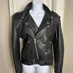 Vintage Authentic 1988 Metaco Black Leather Motorcycle Jacket - Excellent Condition 