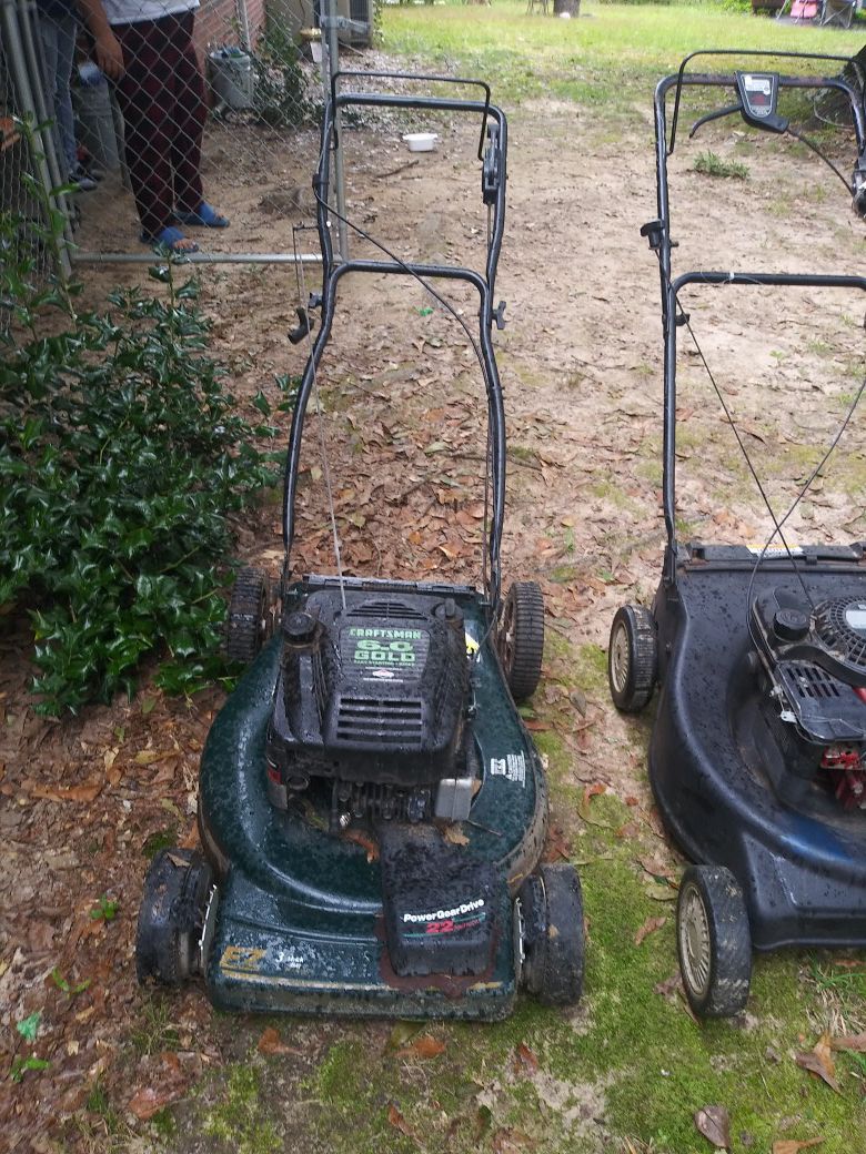 Three Lawn Mowers for one working one