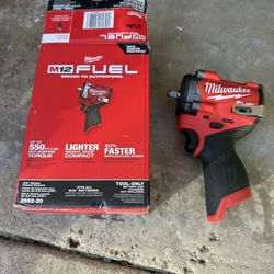 Milwaukee M12 FUEL 12V Lithium-Ion Brushless Cordless Stubby 3/8 in. Impact Wrench (Tool-Only)  